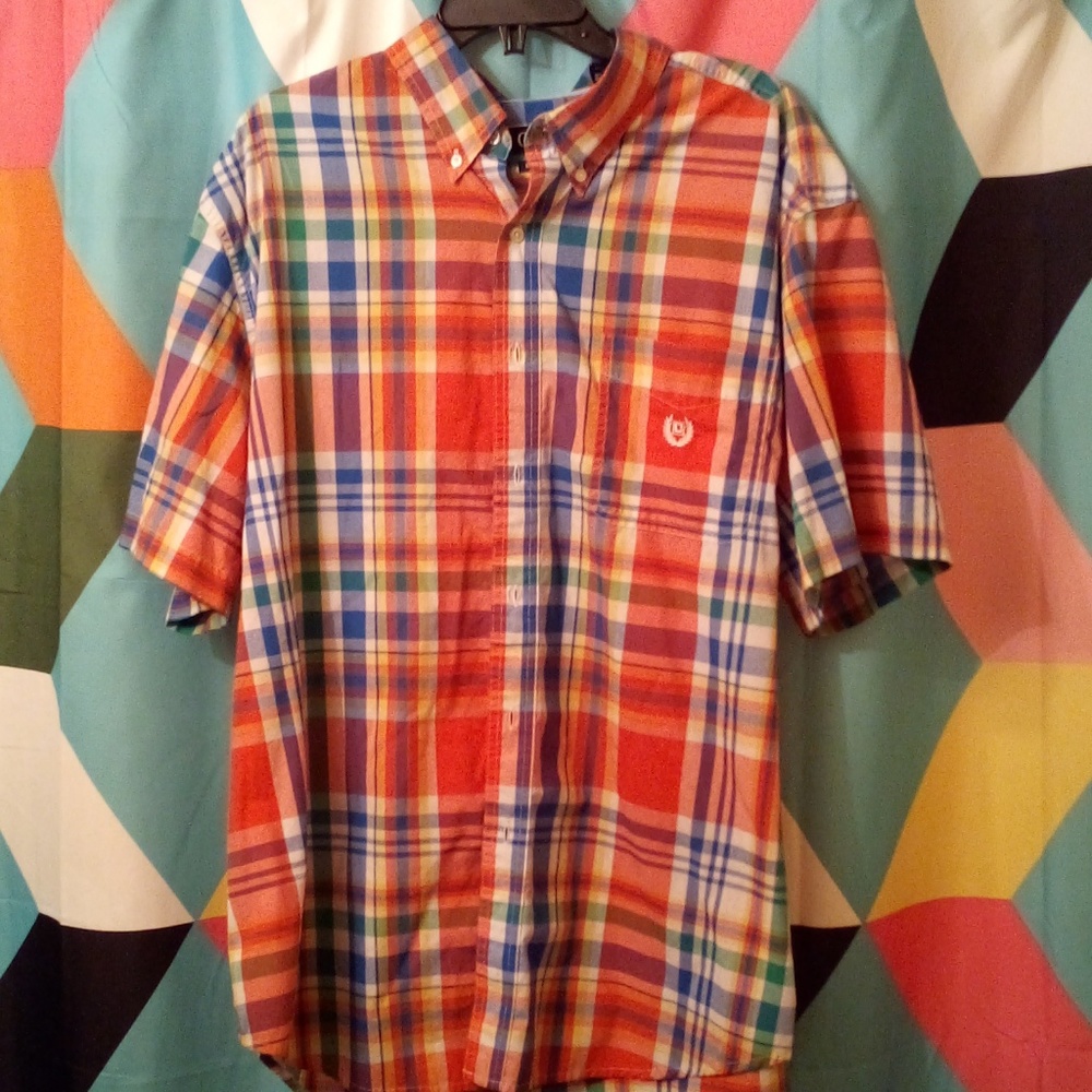 Chaps multi colored button up shirt